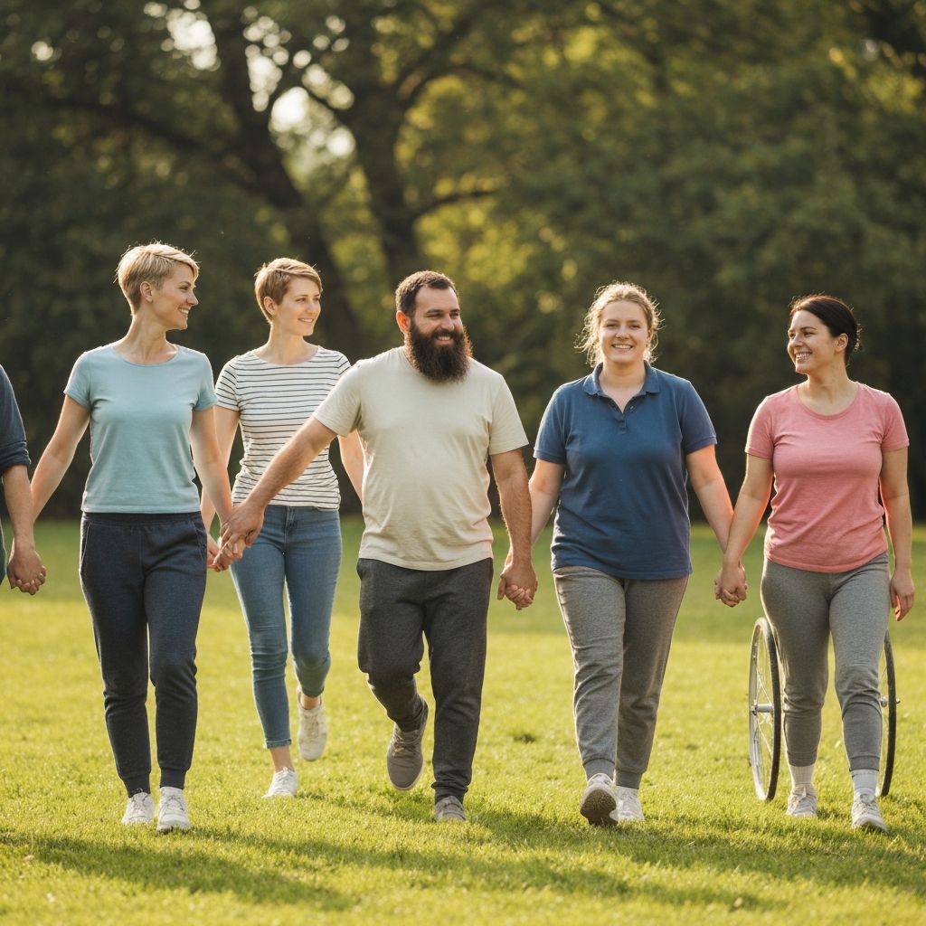 Diverse group engaging in gentle activity
